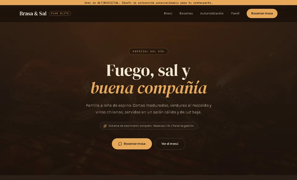 Demo de página web para negocio de comida: Brasa & Sal