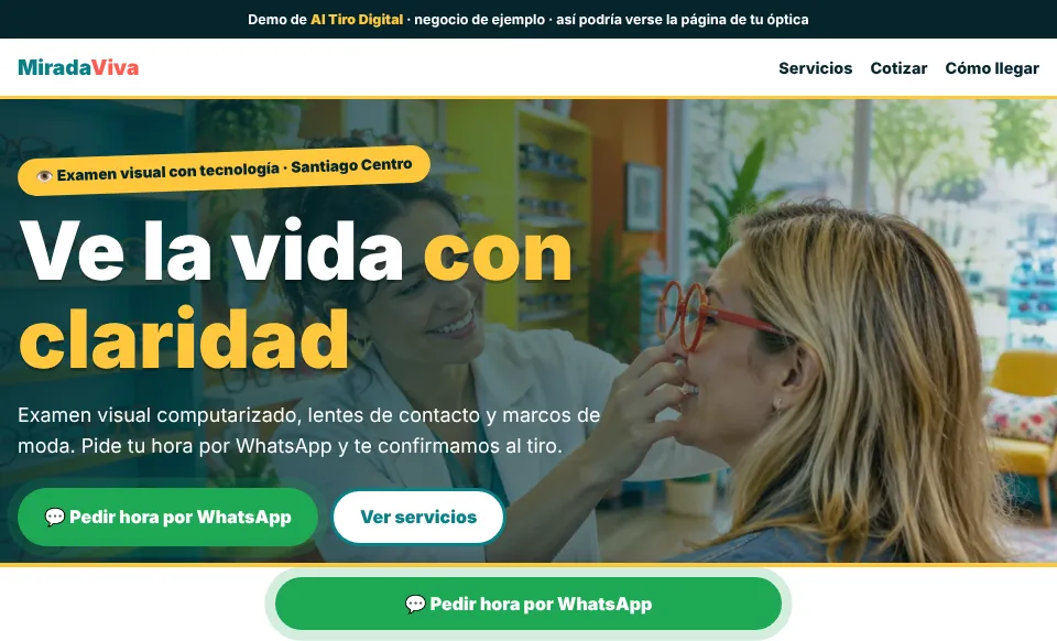 Demo de página web para óptica: Óptica Mirada Viva